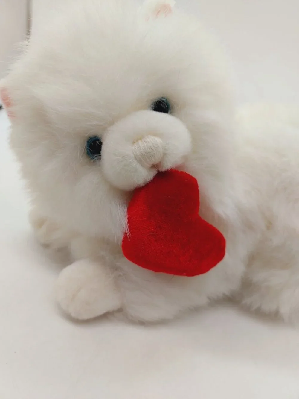 White Kitty Cat Plush RB Collection for Target Blue Eyes Pink Ears Red Heart